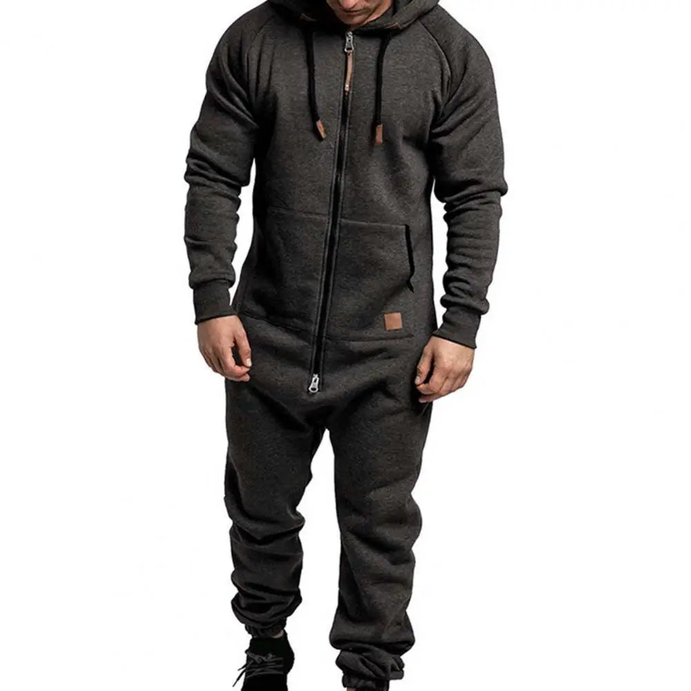 Warm Sports Jumpsuit Solid Drawstring Winter