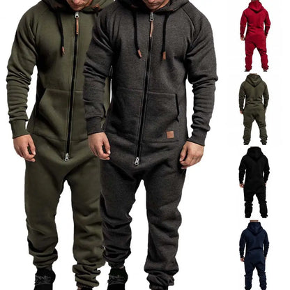 Warm Sports Jumpsuit Solid Drawstring Winter