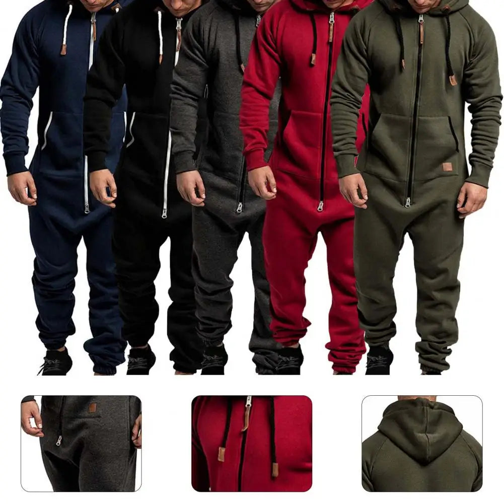 Warm Sports Jumpsuit Solid Drawstring Winter