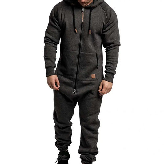 Warm Sports Jumpsuit Solid Drawstring Winter