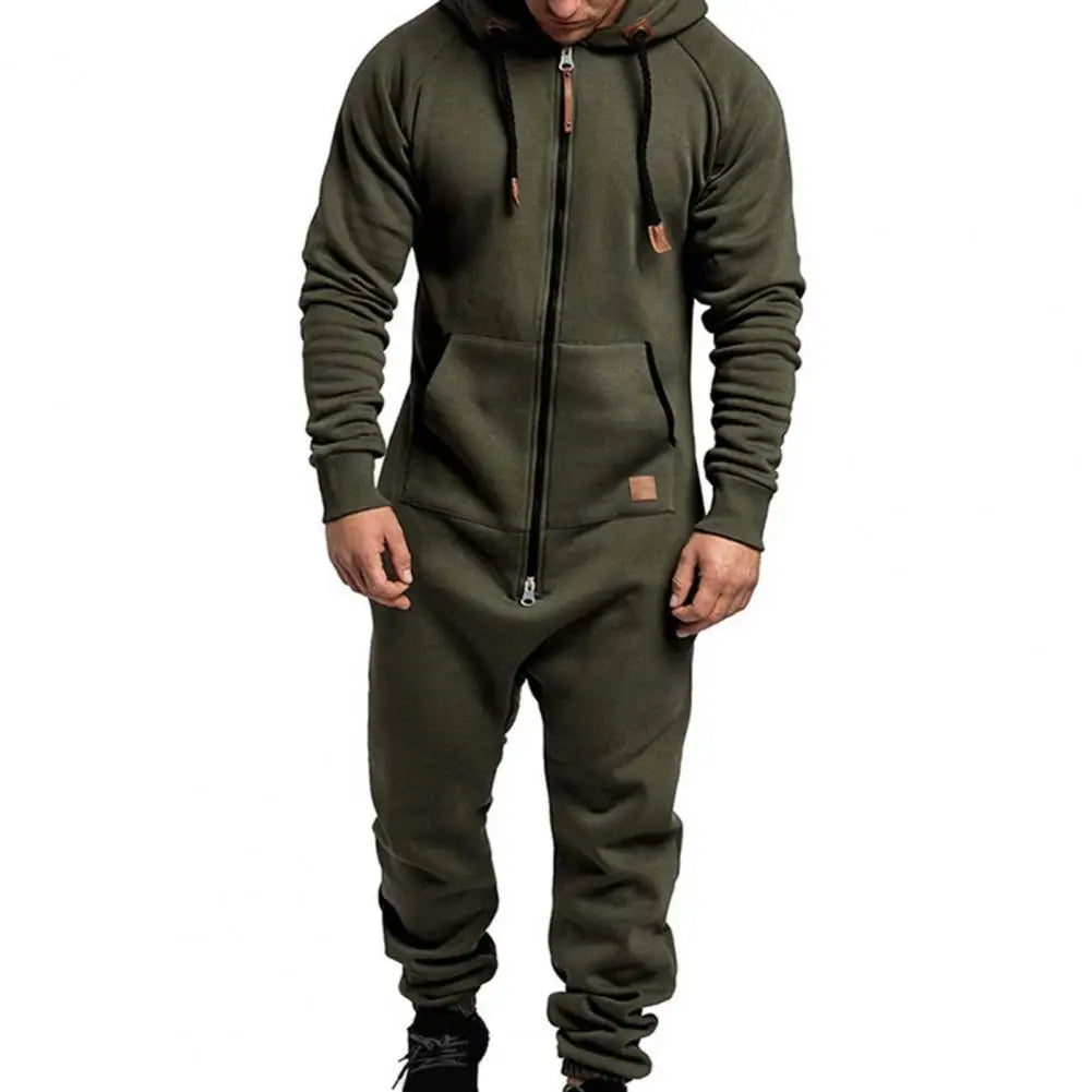 Warm Sports Jumpsuit Solid Drawstring Winter