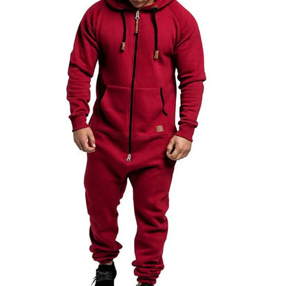 Warm Sports Jumpsuit Solid Drawstring Winter